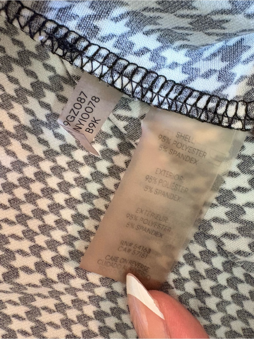 Calvin Klein Black and White Houndstooth Short Sleeve Top - Picture 7 of 7